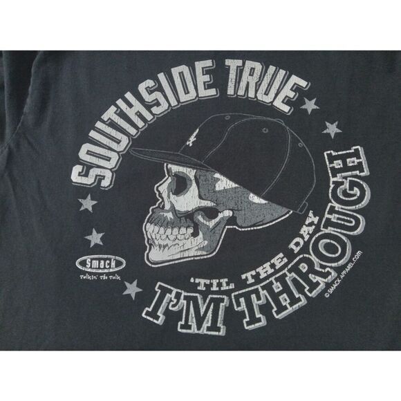 Gildan Ultra Cotton Black Southside True Graphic Long Sleeve Tee Men's Medium - Picture 8 of 12